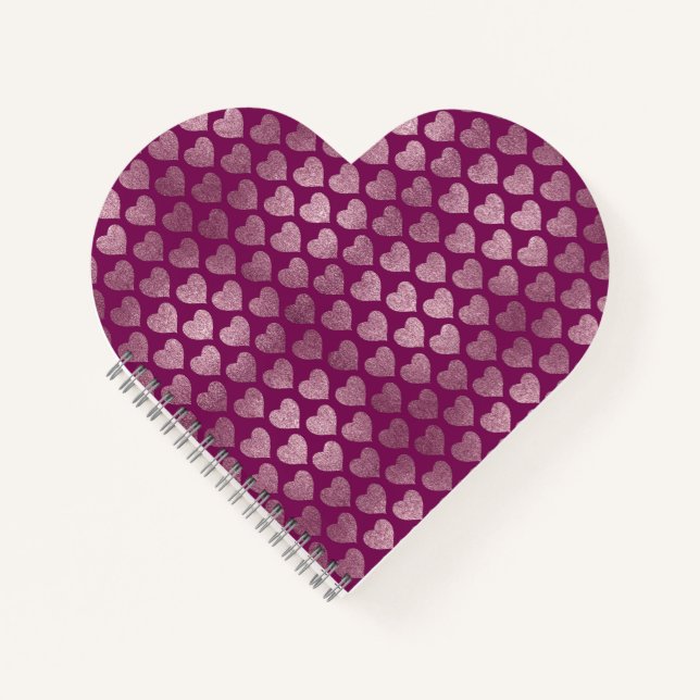 Cuaderno Patrón Purpurina de corazón (Anverso)