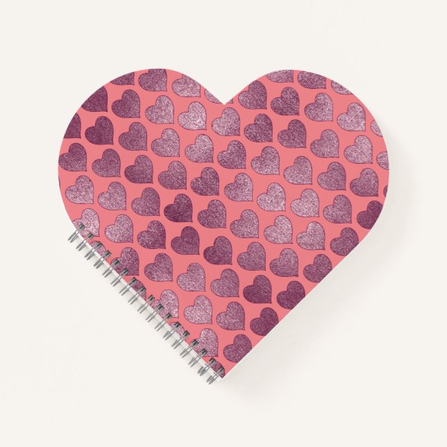 Cuaderno Patrón Purpurina de corazón (Anverso)