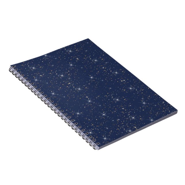 Cuaderno Patrón purpurina de oro brillante azul marino de l (Lado Derecho)