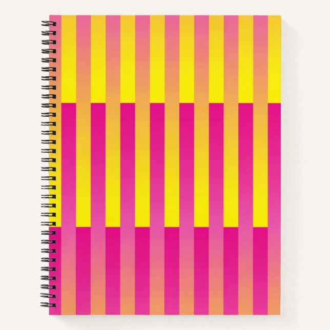 Cuaderno Patrón rayado de Naranja amarillo rosado (Anverso)