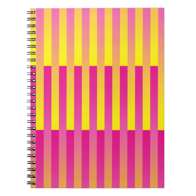 Cuaderno Patrón rayado de Naranja amarillo rosado (Frente)