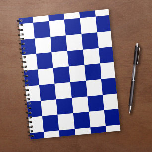 Cuaderno Patrón real azul y blanco de verificación