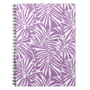 Cuaderno Patrón repetido de hoja tropical púrpura pálida