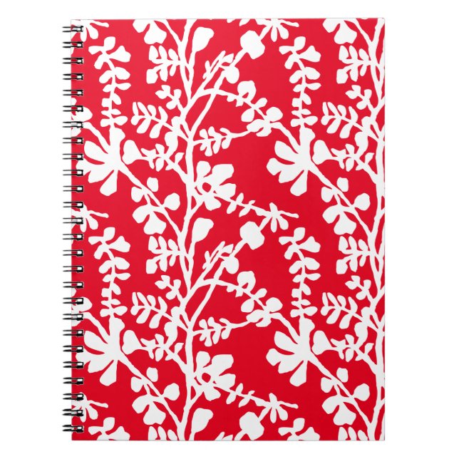 Cuaderno Patrón Repetidor Floral Rojo Y Blanco (Frente)