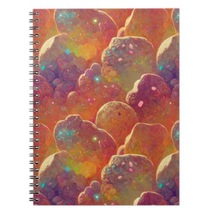 Cuaderno Patrón repetitivo de nube cósmica naranja