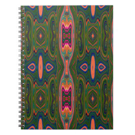 Cuaderno Patrón retro abstracto azul, verde y Naranja