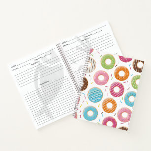 Cuaderno Patrón Retro Colorido de Donas Minimalista Fiesta