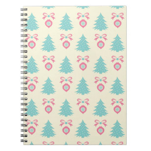 Cuaderno Patrón retro de arboles de Navidad, arcos y balbuc