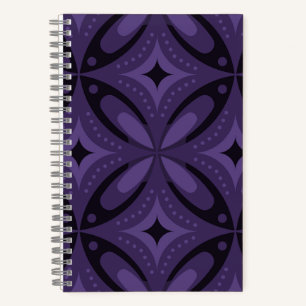 Cuaderno Patrón Retro de Color Púrpura Oscuro