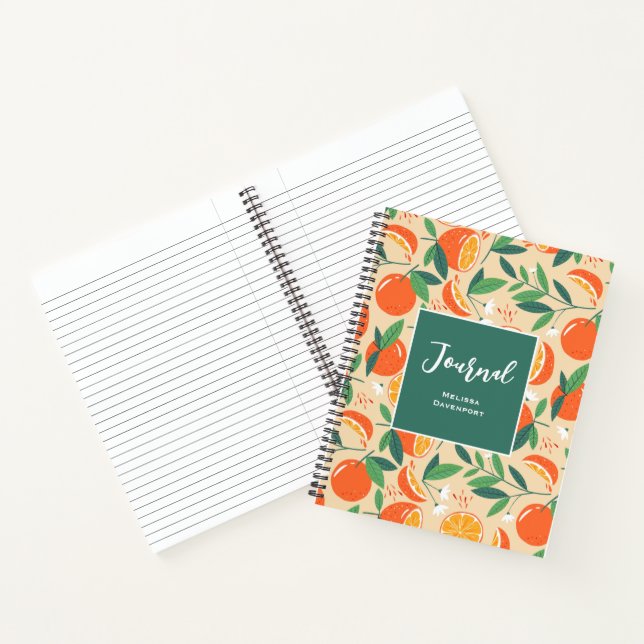 Cuaderno Patrón retro de fruta de cítricos naranja (Interior)
