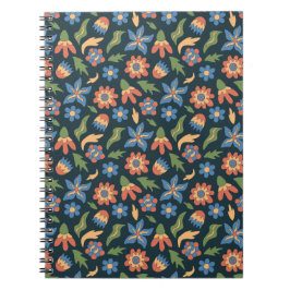 Cuaderno Patrón retro de las flores de Groovy