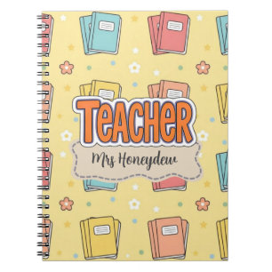 Cuaderno Patrón Retro de Libros Escolares de Maestros Paste