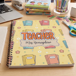 Cuaderno Patrón Retro de Libros Escolares de Maestros Paste