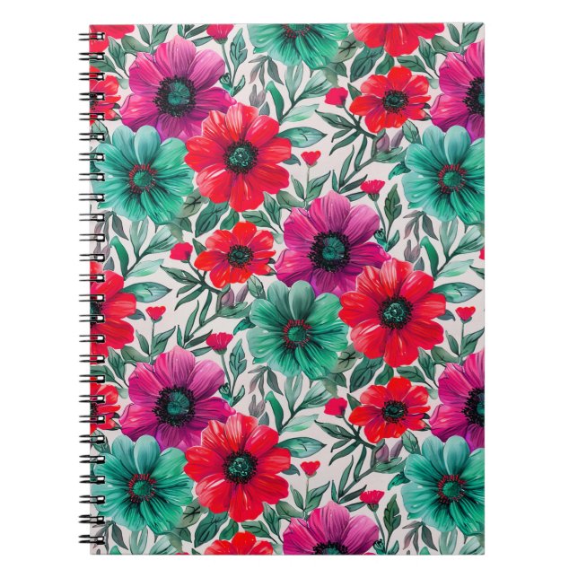 Cuaderno Patrón retro de moda rústica floral (Frente)