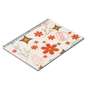 Cuaderno Patrón retro floral de comida rápida