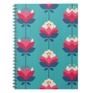 Cuaderno Patrón retro floral sin costuras.