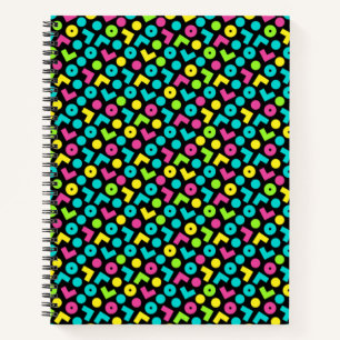 Cuaderno Patrón retro negro y neón de 80/90