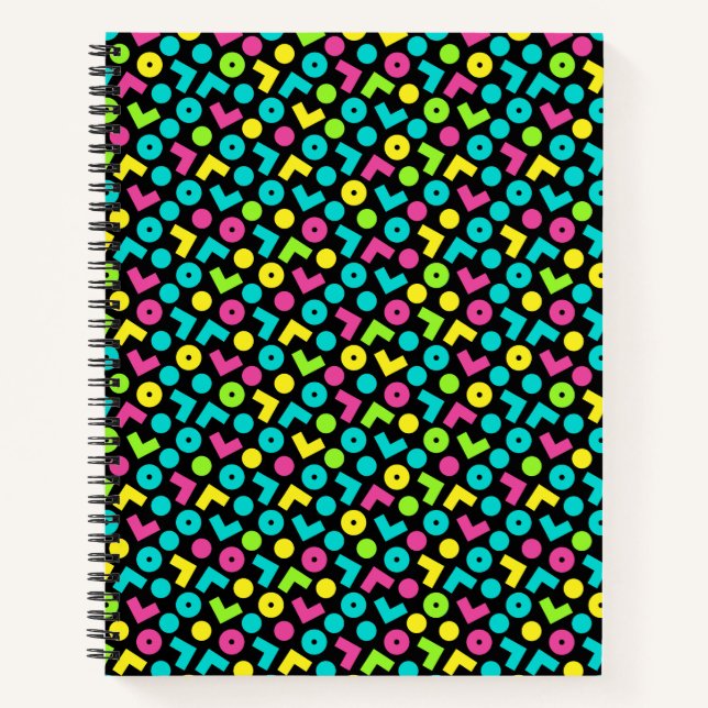 Cuaderno Patrón retro negro y neón de 80/90 (Anverso)