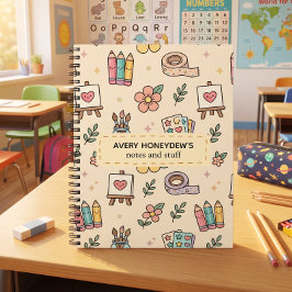 Cuaderno Patrón Retro Pastel de Regreso a Clases 
