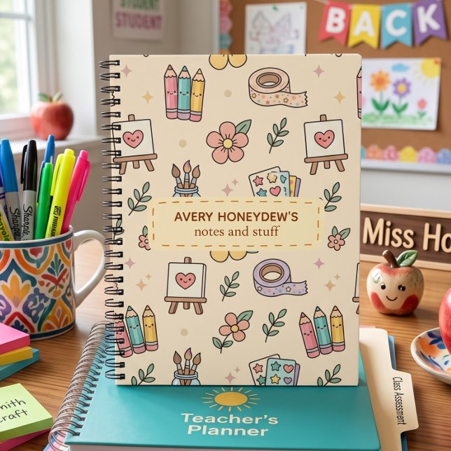 Cuaderno Patrón Retro Pastel Regreso a la Escuela  (Subido por el creador)