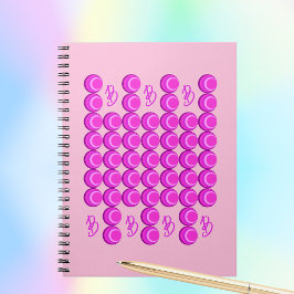 Cuaderno Patrón retro rosado en estilo de moda con monogram