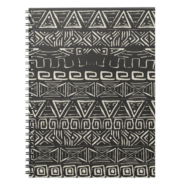 Cuaderno patrón retro vintage. Fondo azteca.  (Frente)