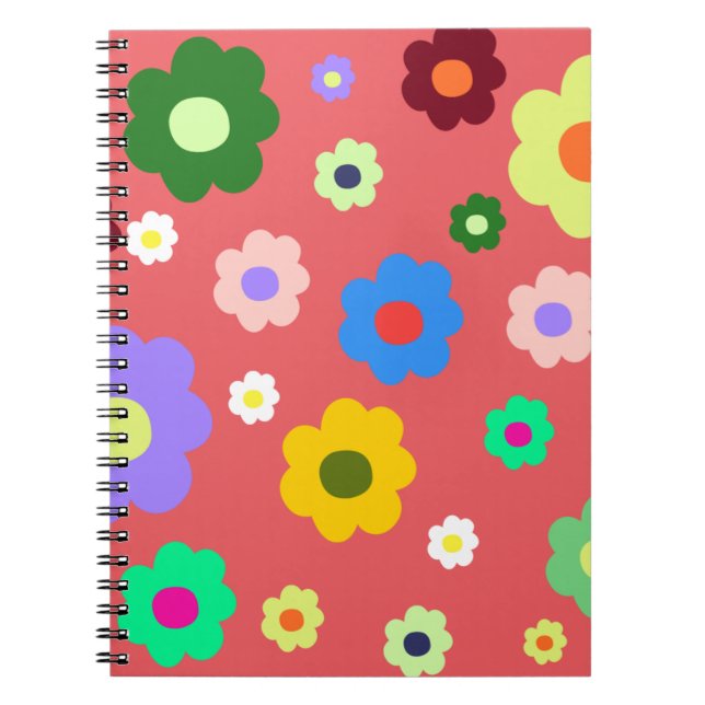 Cuaderno Patrón retro Y2K de las flores de primavera (Frente)