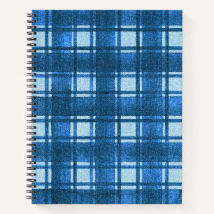 Cuaderno Patrón revestido de denim moderno azul y blanco