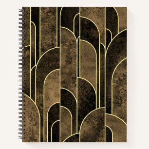 Cuaderno Patrón rico marrón y oro Art déco