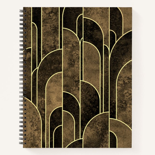 Cuaderno Patrón rico marrón y oro Art déco (Anverso)