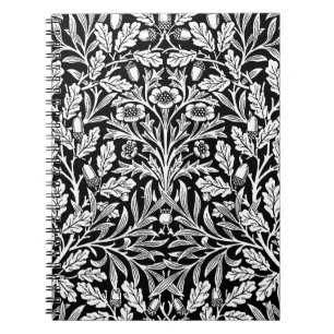 Cuaderno Patrón Roble Negro Blanco Vintage de William Morri