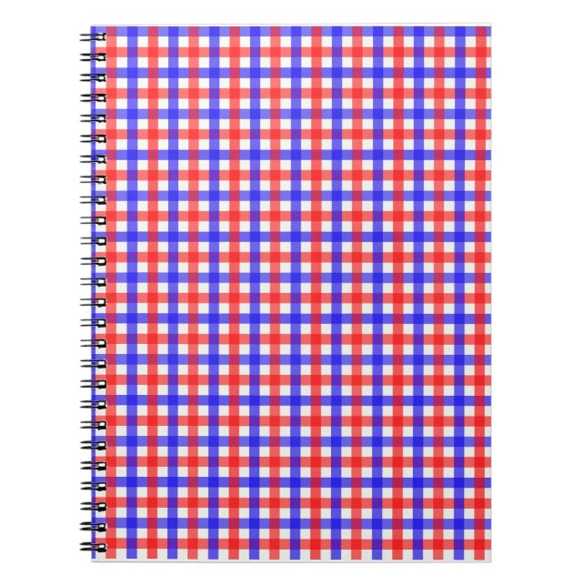 Cuaderno Patrón rojo azul de Gingham (Frente)
