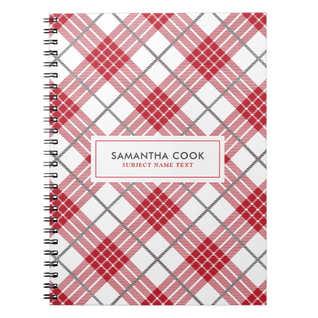 Cuaderno Patrón rojo blanco y gris de plaqueta (Frente)