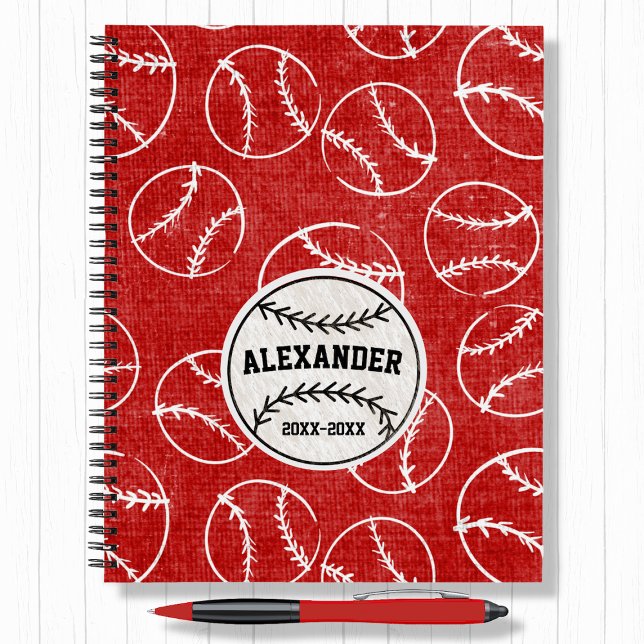 Cuaderno Patrón rojo de béisbol ondulado (Subido por el creador)