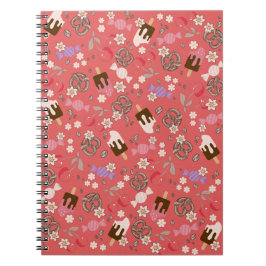 Cuaderno Patrón rojo de los tratamientos dulces y salados