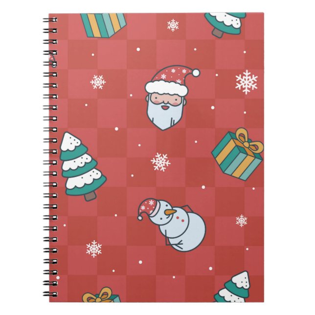 Cuaderno Patrón rojo de navidades minimalistas (Frente)