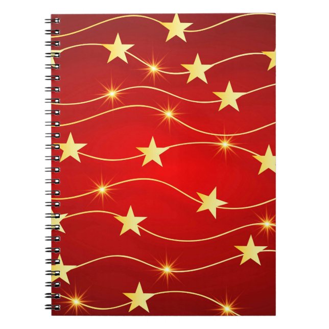 Cuaderno Patrón rojo de rubí adorado por estrella (Frente)