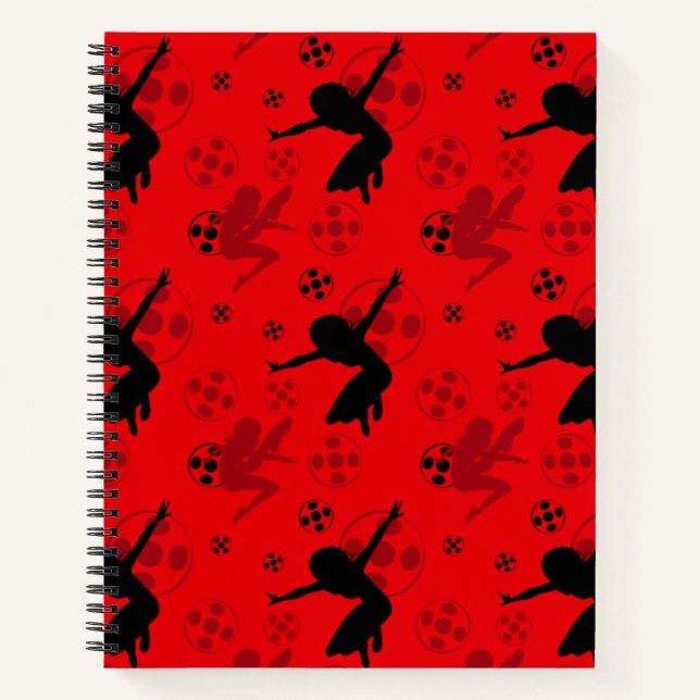 Cuaderno Patrón rojo de silueta de parásito (Anverso)