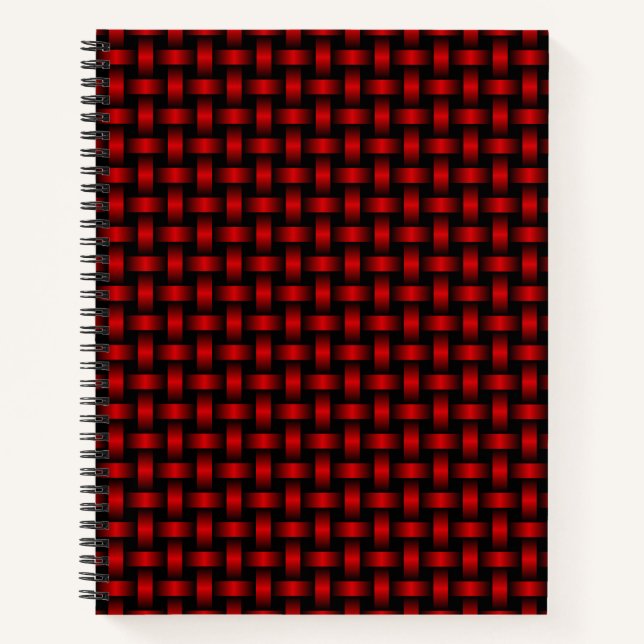 Cuaderno Patrón rojo de tejido negro (Anverso)