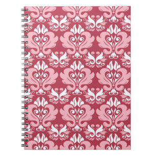 Cuaderno Patrón rojo floral sin costuras. Rojo pálido y co