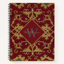 Cuaderno Patrón rojo persa oriental monogramado antiguo