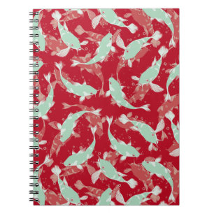 Cuaderno Patrón rojo y verde - Koi Fish
