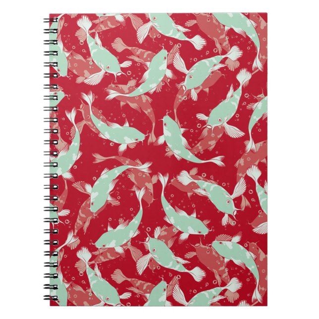 Cuaderno Patrón rojo y verde - Koi Fish (Frente)