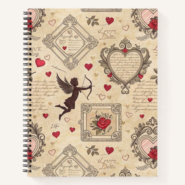 Cuaderno Patrón romántico de Cupido de Vintage (8) (Anverso)