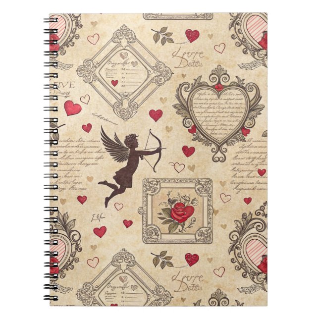 Cuaderno Patrón romántico de Cupido de Vintage (8) (Frente)