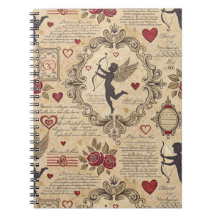Cuaderno Patrón romántico de Cupido de Vintage (9)