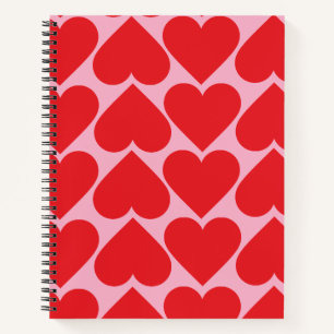 Cuaderno Patrón Romántico Fancy Red & Pink Hearts