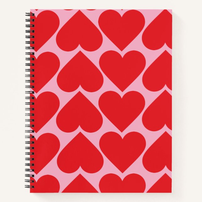 Cuaderno Patrón Romántico Fancy Red & Pink Hearts (Anverso)