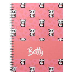 Cuaderno Patrón rosa de amor panda