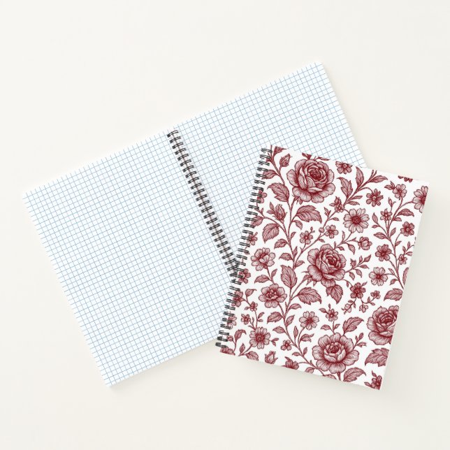Cuaderno Patrón Rosa de color rojo oscuro (Interior)